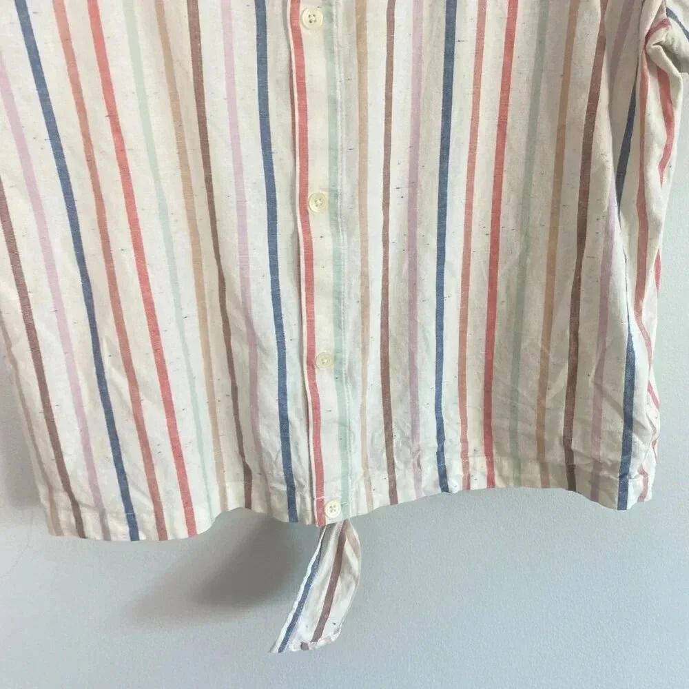 Madewell Striped Back Button Front Tie Top - Picture 15 of 16